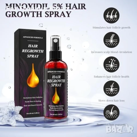 Нов Серум за растеж на коса с 5% формула и розмарин – 60мл за мъже и жени, снимка 2 - Продукти за коса - 51128589