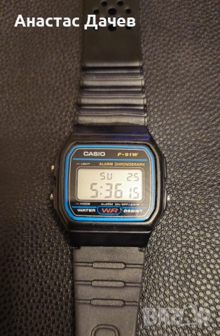 Винтидж часовник CASIO F 91 W, снимка 5 - Мъжки - 53222741