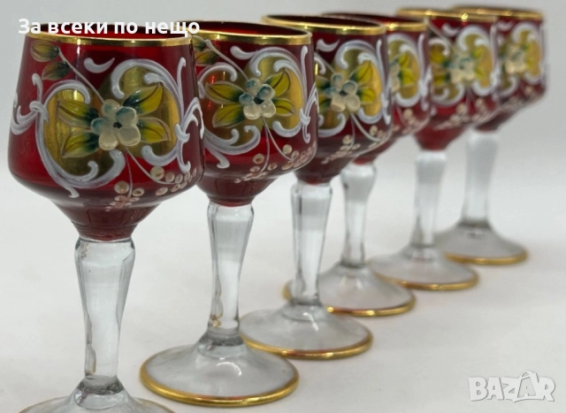 Murano Italy   Circa 1957  Bischoff Cordials Venetian Italian set with  Ruby Red end 18 k Код P1662, снимка 13 - Сервизи - 52932983