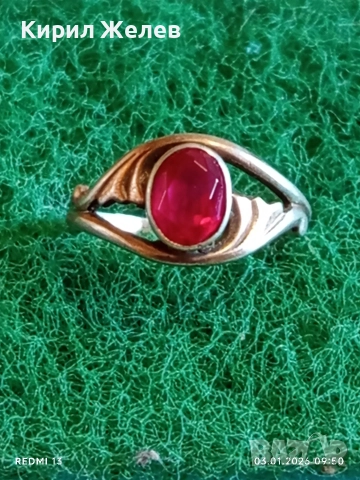 Винтидж сребърен пръстен СССР с червен Рубин майсторска ръчна изработка 31141, снимка 2 - Пръстени - 52960884