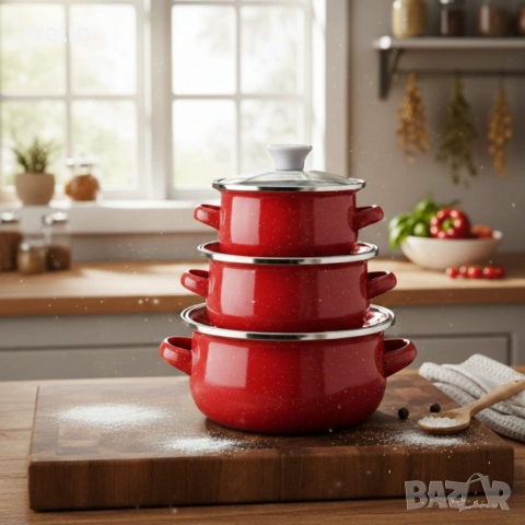 Комплект от 3 тенджери - 16см, 18см, 20см, снимка 4 - Съдове за готвене - 53902218