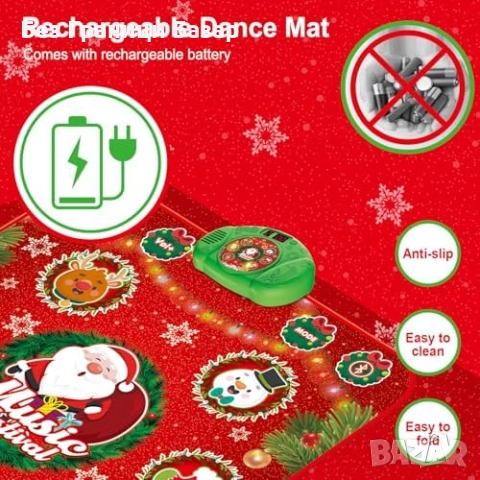 Нова детска Светеща танцова постелка с Bluetooth и музикална игра 90×80 см, снимка 6 - Други - 52470852