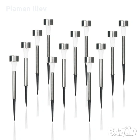 Комплект от 6 броя соларни градински LED лампи за оформяне на алеи и зони, снимка 2 - Външни лампи - 53307021