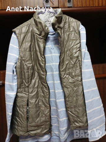 ЕЛЕК с две лица, с цип, джобове и блуза плътна, рае синьо бяло, снимка 3 - Блузи с дълъг ръкав и пуловери - 52346388