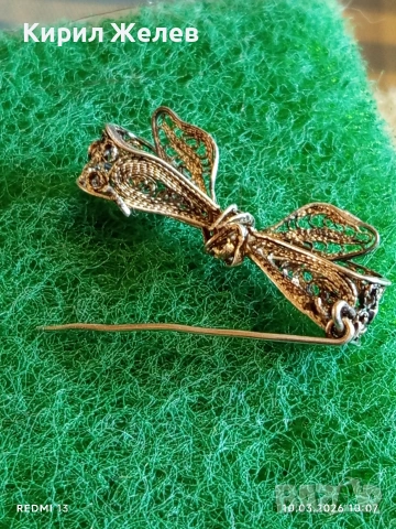 Стара сребърна брошка филигранна изработка уникална рядка 54175, снимка 6 - Други ценни предмети - 53777785