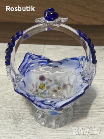 Винтидж красива стъклена бонбониера , снимка 4 - Антикварни и старинни предмети - 53429679
