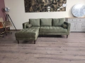 Зелен ъглов диван от плат с лежанка, снимка 3