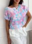 Дамска флорална блуза  , снимка 1 - Тениски - 45636403