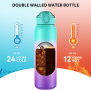 Спортна бутилка за вода WEMEET 32OZ с подвижна сламка и капак, 18/10 изолирана от неръждаема стомана, снимка 5
