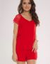 Къса дамска пижама в червен цвят DAGMARA 625 De Lafense (008), снимка 1 - Пижами - 45649407