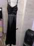 Черна сатенена рокля+бижу, снимка 4