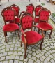 Комплект от 6 трапезни стола с червена плюшена дамаска, снимка 11