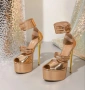 Обувки с висок ток розово злато, снимка 2