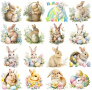 Великденски стикери със зайчета за декорация  3438, снимка 1