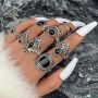 8бр. стилни дамски емайлирани пръстени от неръждаема сплав, подреждащи се пръстени с корона, снимка 1 - Пръстени - 45597206