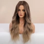 Чуплива омбре перука с тъмни корени и руси нюанси - 65 см, снимка 3