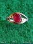Винтидж сребърен пръстен СССР с червен Рубин майсторска ръчна изработка 31141, снимка 2