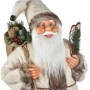Коледна фигура Дядо Коледа с екрю бежово облекло, чувал и ски, 80cм, снимка 3