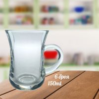 Комплект от 6 броя стъклени чаши, сервиз за кафе или чай, 150ml, снимка 7 - Сервизи - 45545644