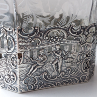 Стара кристална бутилка със сребърен обков-сребро 900, снимка 5 - Антикварни и старинни предмети - 44942499