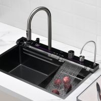 Модерна мултифункционална кухненска мивка с регулируем двоен водопад, снимка 2 - Мивки - 46110333