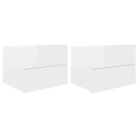 vidaXL Нощни шкафчета, 2 бр, бял гланц, 40x30x30 см, ПДЧ(SKU:801066, снимка 1 - Шкафове - 45507742