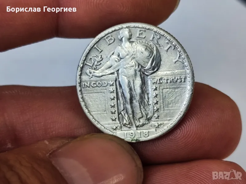 Сребърна монета Quarter Dollar 1918 г, снимка 1