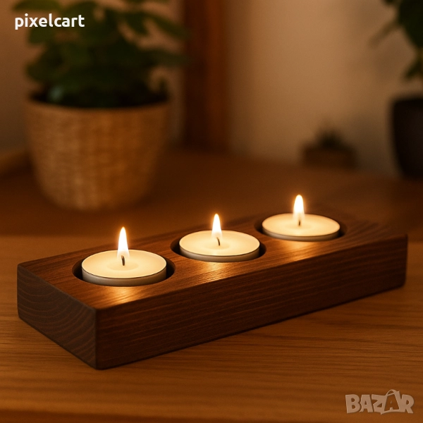 Свещник за 3 чаени свещи - елегантен акцент за дома , снимка 1