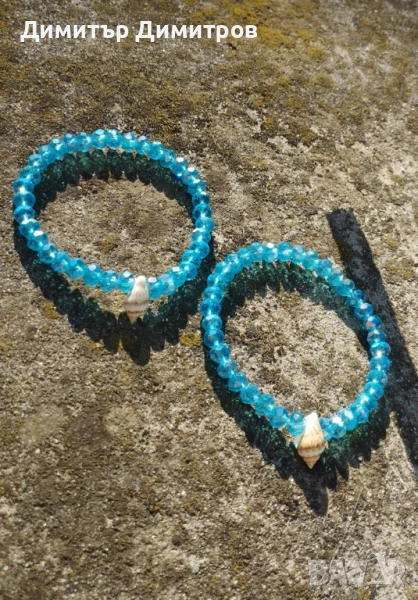 Летни гривни на едро по 100 бр. С морски охлювчета и стъклени мъниста., снимка 1