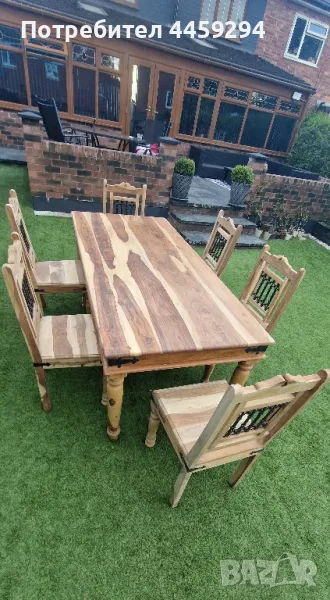 столове и маса от масивно дърво, снимка 1