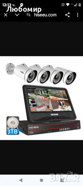 Hiseeu 5MP PoE CCTV система за охранителна камера, 10'' LCD монитор с 8CH NVR, 4X5MP 

, снимка 1