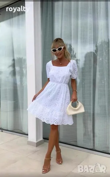 Бяла ефектна лятна рокля, снимка 1