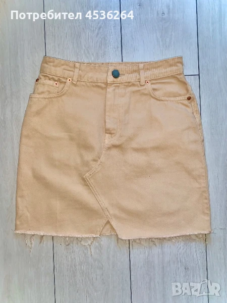 Дънкова пола, кафе, нова S-M, снимка 1