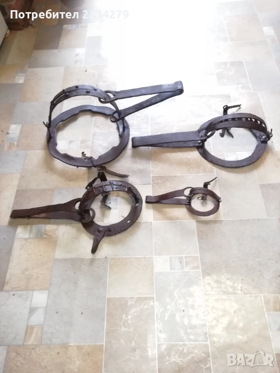 Стари антични капани тип вълчи, ръчно изковани. , снимка 1