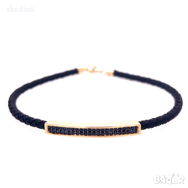 Златна гривна с кожа 3,30гр. 20,5см. 14кр. проба:585 модел:33625-6, снимка 1