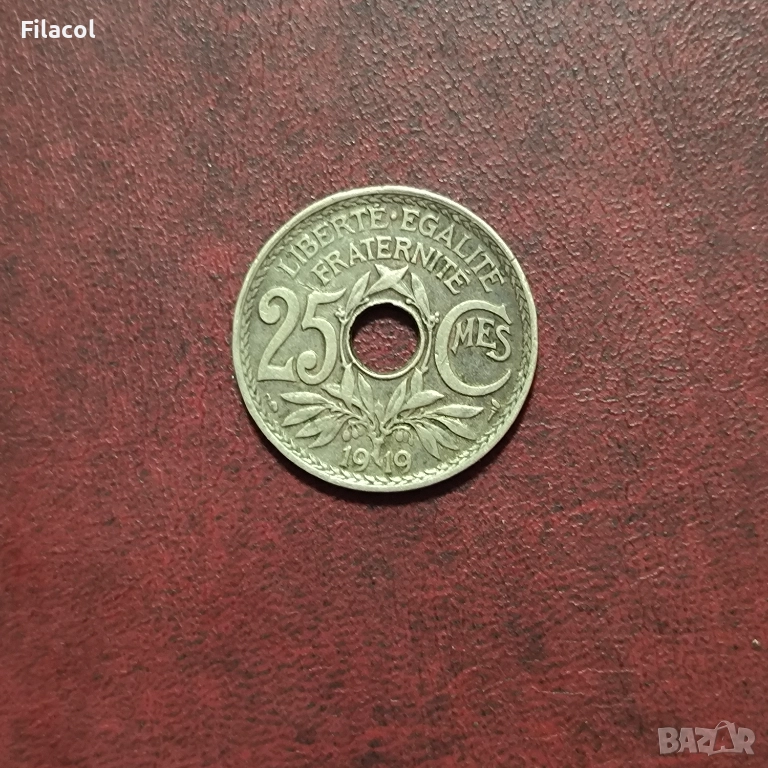 Франция 25 сантима 1919 година, снимка 1