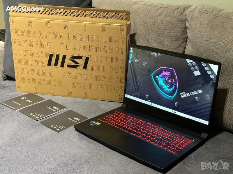 Като Нов 15.6'FHD IPS 144Hz/RTX 3060/Msi Katana/i7-11800H/16GB/512GB, снимка 1