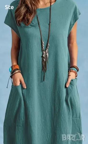 Лятна дамска рокля с кръгло деколте  15 лв., снимка 1