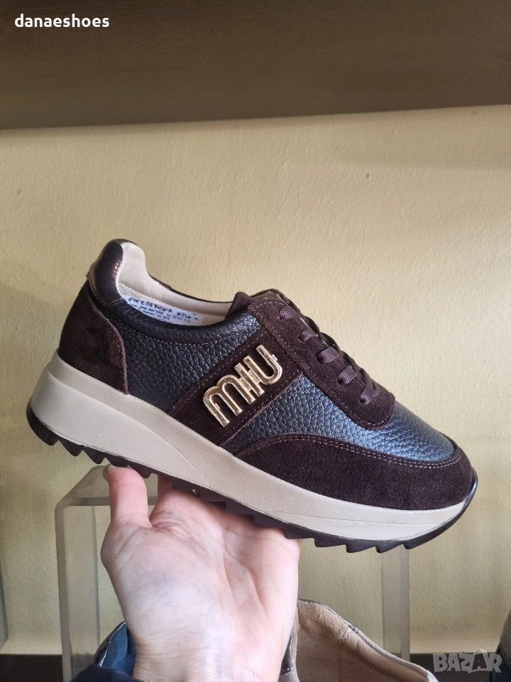 Дамски спортни обувки MIU в кафяво и черно , снимка 1