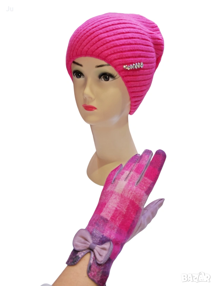 шапка и ръкавици кашмир комплект за жени стилистен комплект за подарък , снимка 1