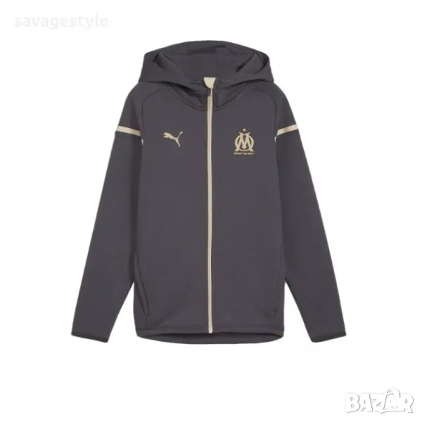 Детско спортно горнище PUMA x Olympique de Marseille 2023/24 Hooded Jacket Dark Gray Jr, снимка 1