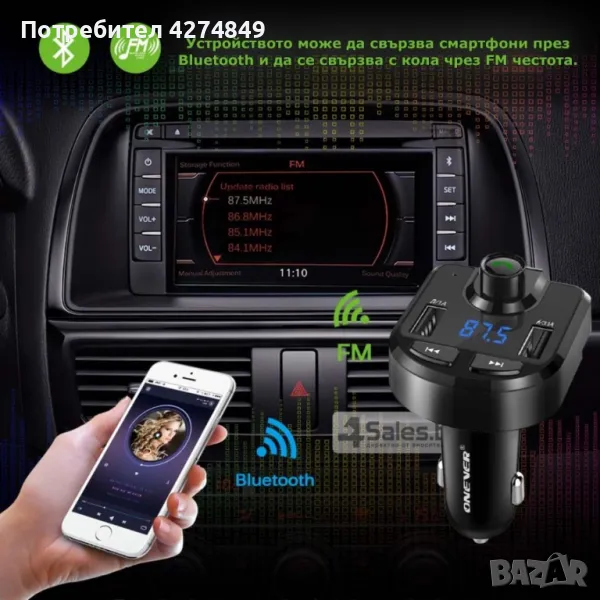 ONEVER BT36 Bluetooth трансмитер HF23, снимка 1