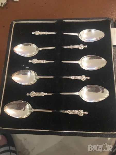 Шест сребърни лъжички за чай, кафе, снимка 1