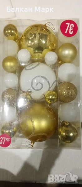 Коледни играчки, топки – комплект 37 броя,3цветови варианта, снимка 1