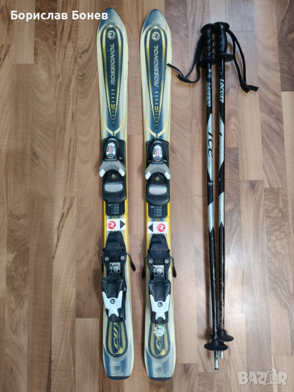 Детски ски комплект: карвинг ски Rossignol 100cm + подарък-щеки, снимка 1