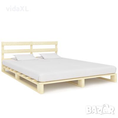 vidaXL Палетна рамка за легло, бор масив, 200х200 см（SKU:285247, снимка 1
