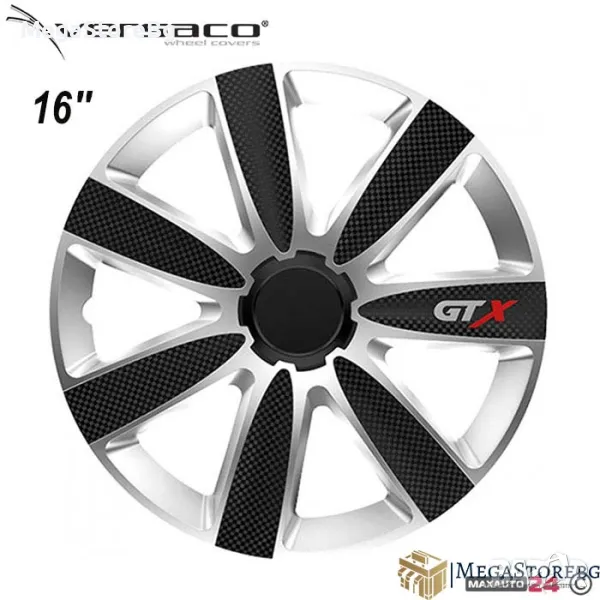 Тасове за джанти 16'' Versaco Carbon GTX - Black  Silver, снимка 1