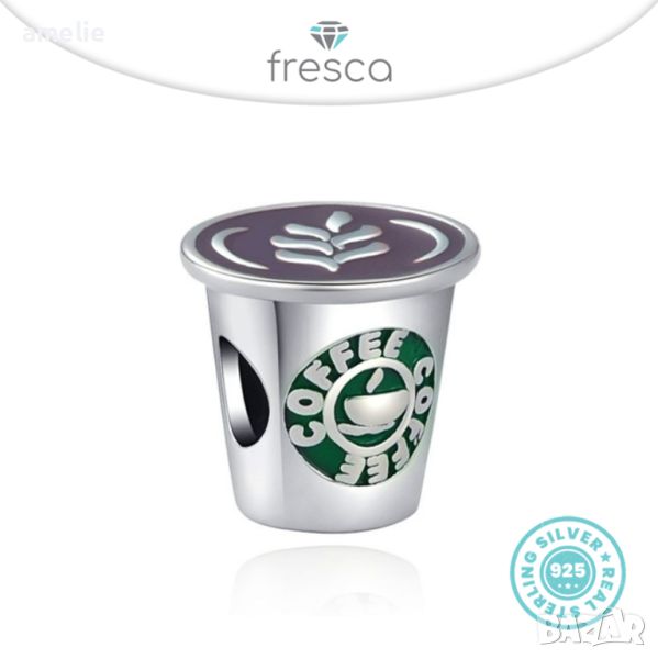 Талисман Fresca по модел тип Pandora сребро 925 Starbucks Coffee mug charm. Колекция Amélie, снимка 1