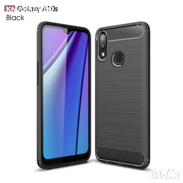 Samsung Galaxy A10s Удароустойчив Carbon Fiber Калъф и Протектор, снимка 1