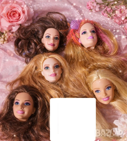 Лот 5 броя оригинални глави на кукли Барби 